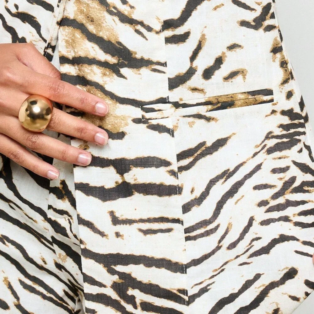 Multicolor Casual Women's Cross Over Neck Zebra Print Waistcoat Vest Top - Picture 6 of 6